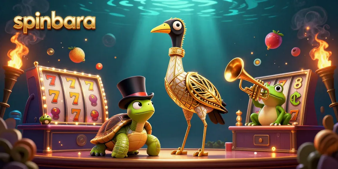 Spinbara brings excitement with vibrant slot reels and engaging characters at a lively casino.